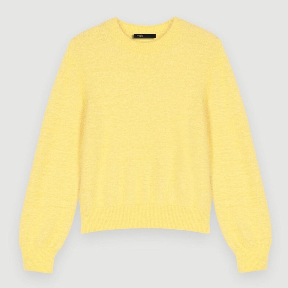 Maje Yellow Fluffy Sweater Women's 1 US Small - NWOT